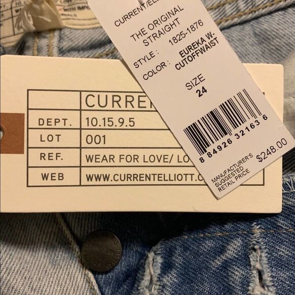 Current/Elliott The Original Straight Jeans Women's Size 24 High Rise - Picture 6 of 8